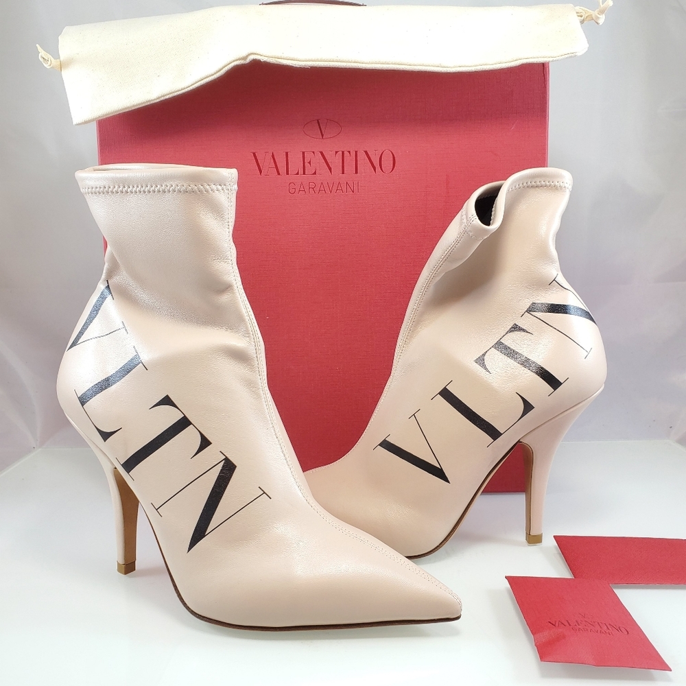 NWT$1000 Valentino Garavani VLTN Logo Eco-Leather Sock Bootie Boots - Picture 7 of 16